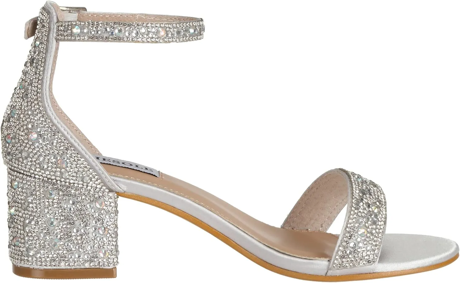 SheSole Women's Open Toe Strappy Low Block Heel Bling Rhinestone Sandals for Wedding Bride Dress Shoes