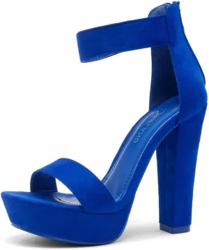 Shoe Land SL-Cutesy Women's Platform Heels Chunky Block High Heeled Sandals Open Toe Ankle Strappy High Heels Black Red Chunky Platform Heels for Prom Wedding Party