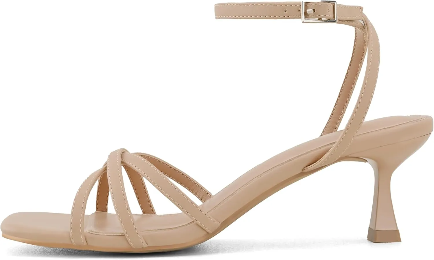 Shoe’N Tale Womens Kitten Heels Heeled Strappy Sandals Square Open Toe Stilettos Adjustable Ankle Strap Dress Party Wedding Fashion Shoes
