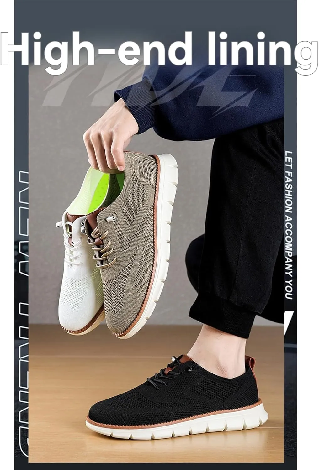 Shoes for Men Mens Casual Dress Oxfords Business Mesh Walking Shoes Tennis Comfortable Sneakers Slip On Boat Shoes Lightweight Soft Sole & Breathable Fashion Sneakers