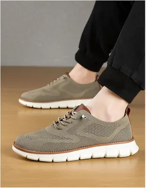 Shoes for Men Mens Mesh Oxfords Sneakers Business Casual Dress Lace-Up Walking Shoes Tennis Comfortable Sneakers Slip On Boat Shoes Lightweight Soft Sole & Breathable Fashion Sneakers