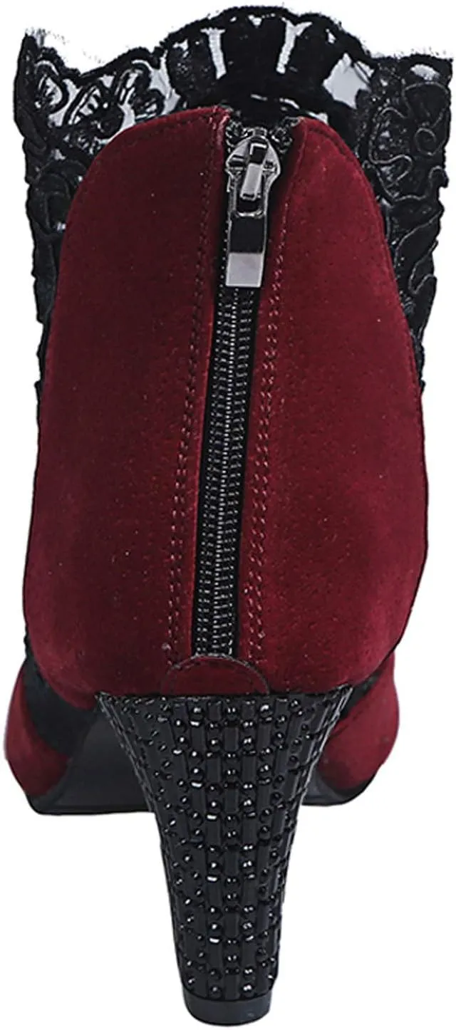 Shoes for Women Dressy, Sandals Women Sexy Hollow Floral Lace Chunky High Heels Platform Boots Casual Boots