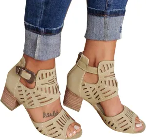 Shoes for Women Dressy, Womens Sandals Suede Peep Toe Ankle Booties Cut Out Stacked Block Heel Ankle Boots