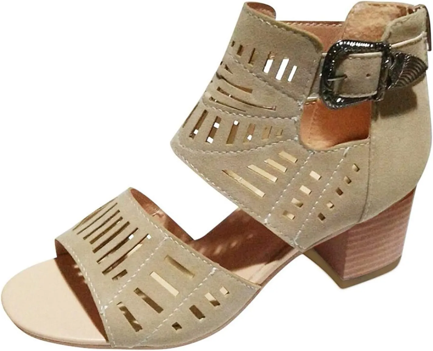 Shoes for Women Dressy, Womens Sandals Suede Peep Toe Ankle Booties Cut Out Stacked Block Heel Ankle Boots