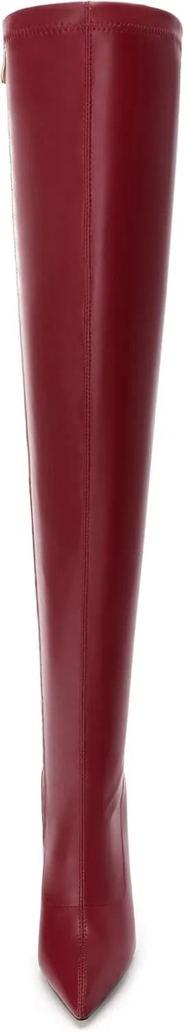 SHOWFOREST Over the Knee Boots for Women Pointed Toe Stiletto High Heel Side Zipper 4.7 Inch Fall Boots Elegant Dating Party Evening Thigh High Boots