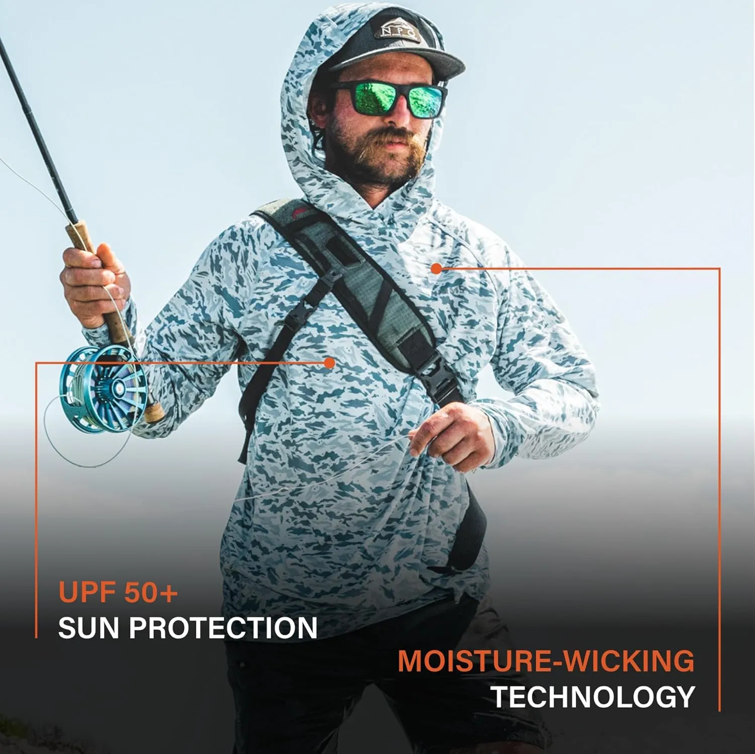 Simms Challenger Solar Hoody for Men - UPF 30  Long Sleeve Fishing Sun Shirt with Hood, Breathable & Moisture-Wicking Fabric
