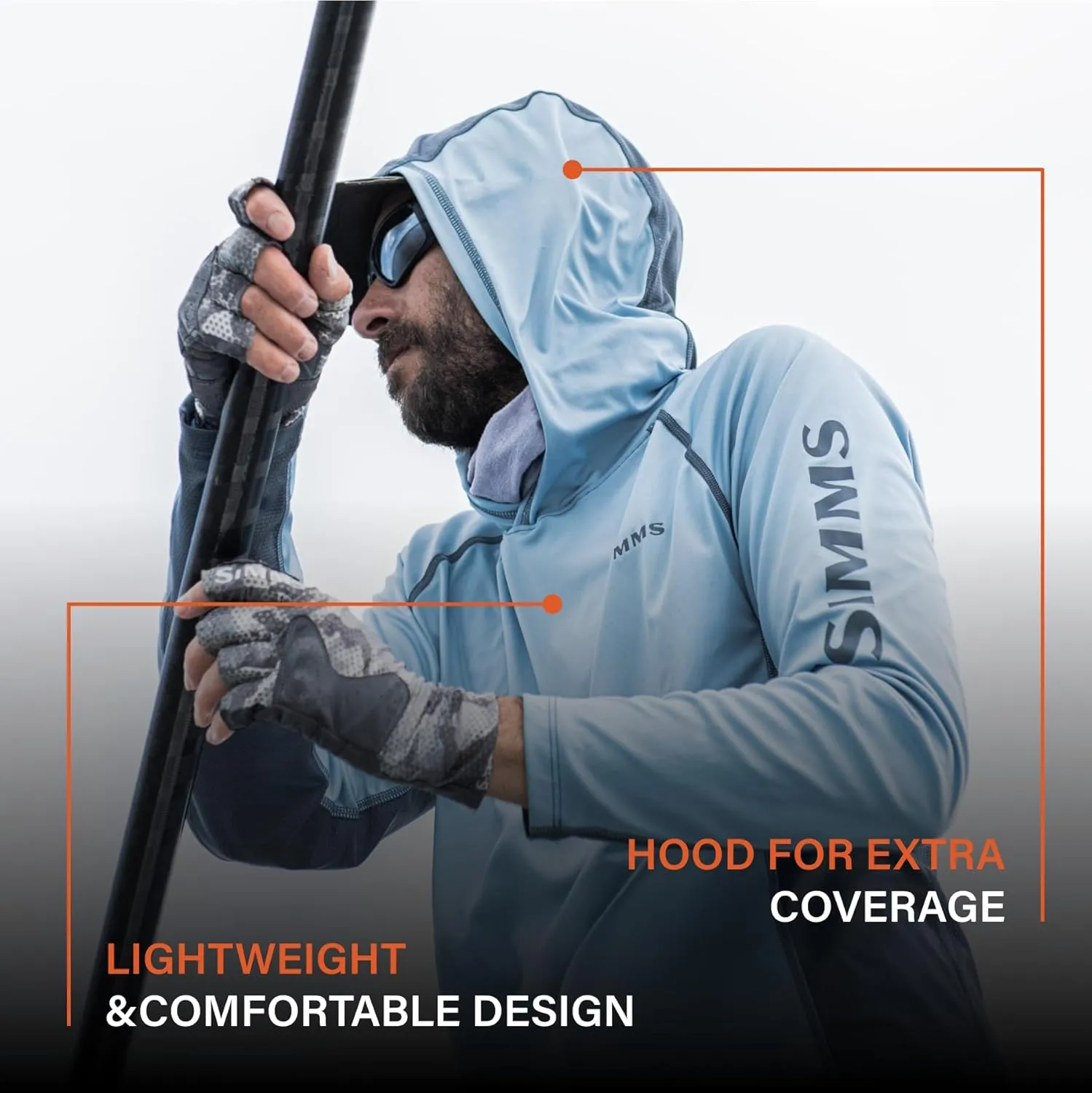 Simms Challenger Solar Hoody for Men - UPF 30  Long Sleeve Fishing Sun Shirt with Hood, Breathable & Moisture-Wicking Fabric
