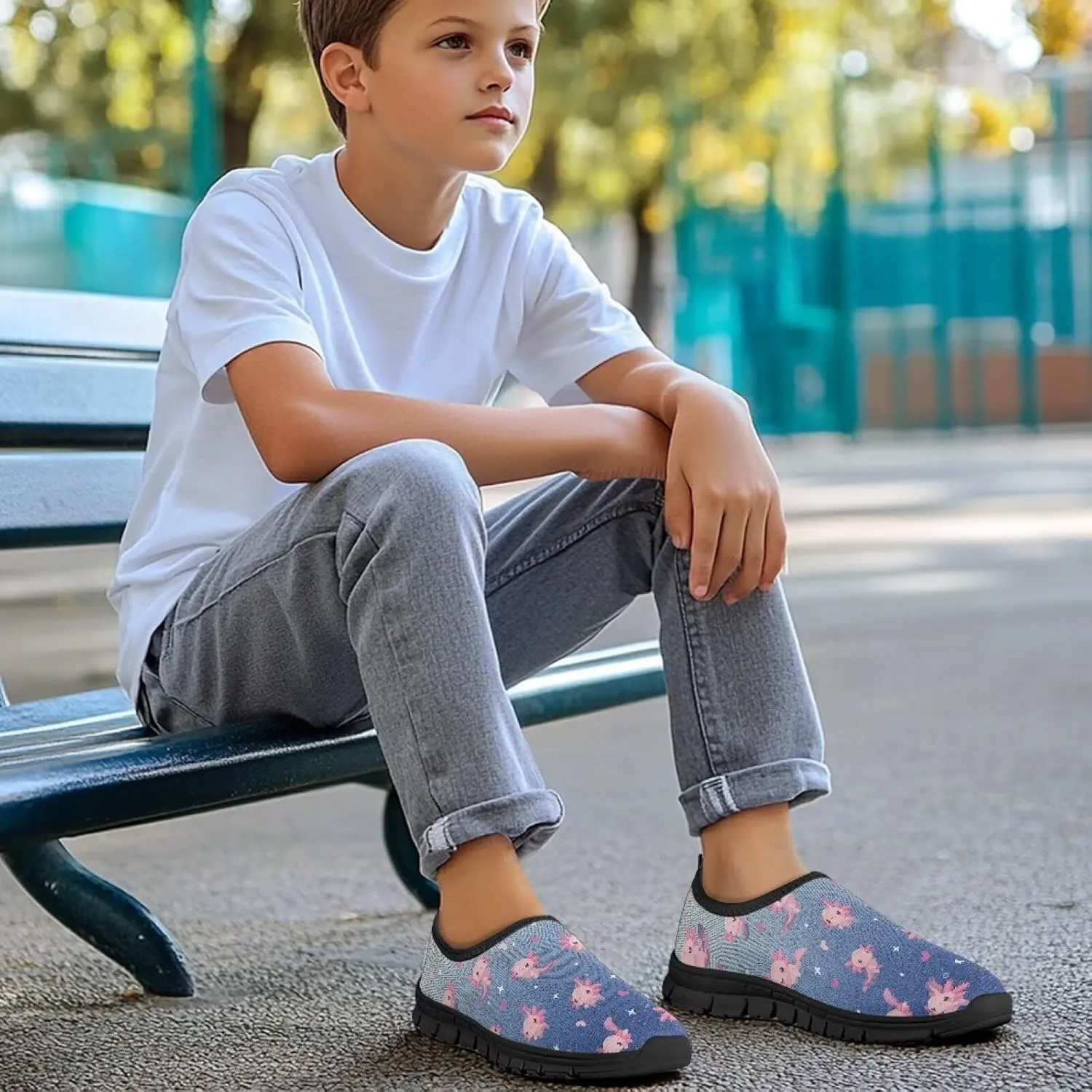 Skateboard Shoes for Boys Girls,Children's EVA Sole Low-Top Elastic Sneakers Slip On Flats Sneakers,Size 11 to 15