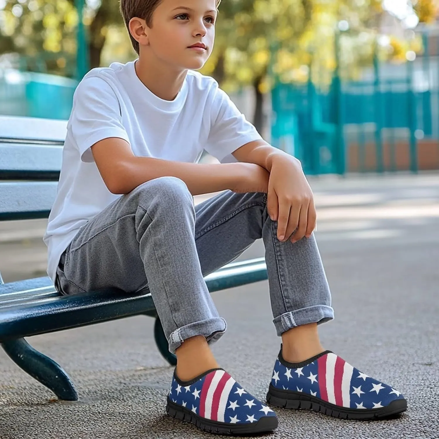Skateboard Shoes for Boys Girls,Children's EVA Sole Low-Top Elastic Sneakers Slip On Flats Sneakers,Size 11 to 15
