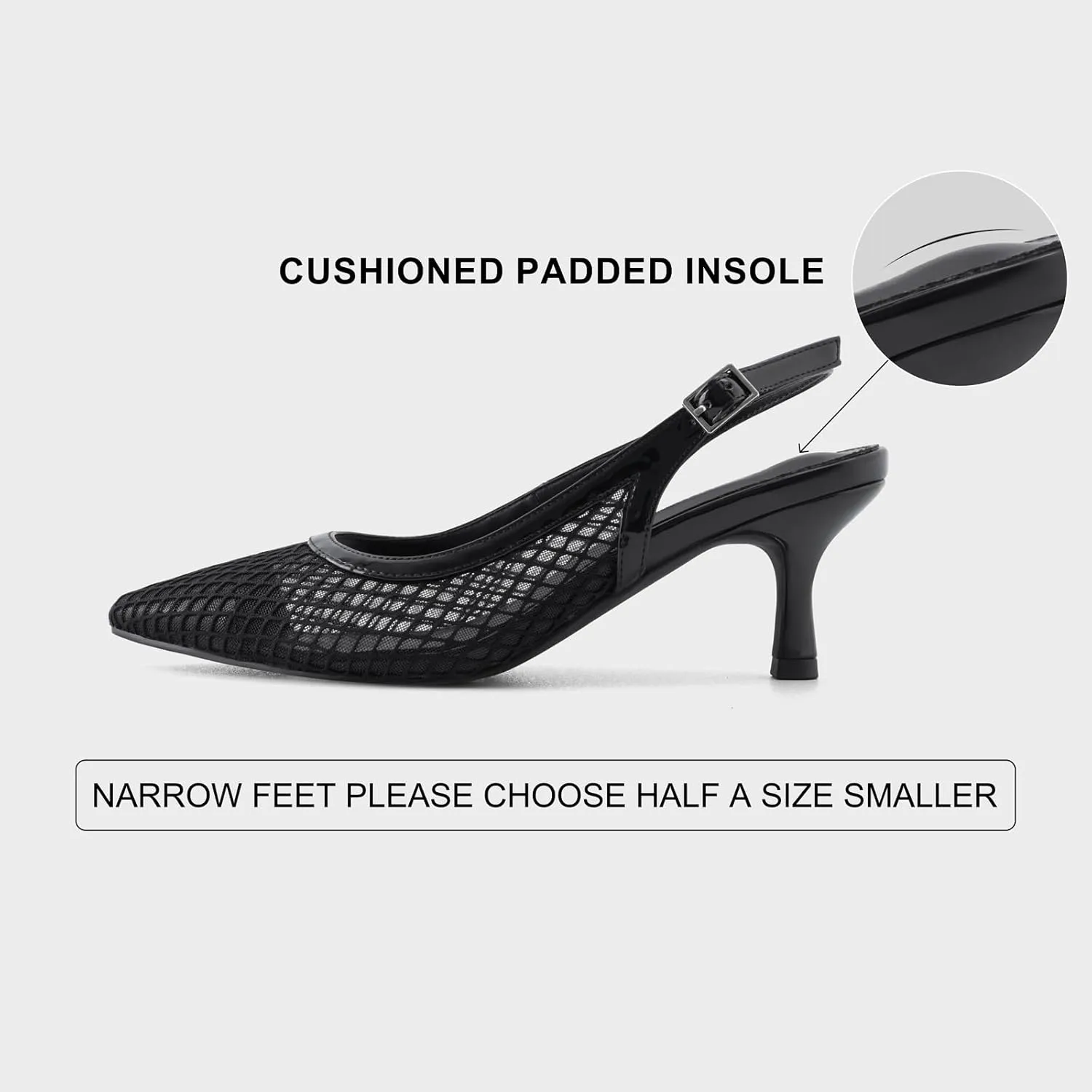 Slingback Heels for Women Kitten Heels Mesh Gauze Pumps Pointed Toe Stiletto Sandals Wedding Dress Shoes