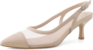 Slingback Heels for Women Kitten Heels Mesh Gauze Pumps Pointed Toe Stiletto Sandals Wedding Dress Shoes
