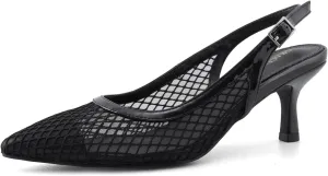 Slingback Heels for Women Kitten Heels Mesh Gauze Pumps Pointed Toe Stiletto Sandals Wedding Dress Shoes