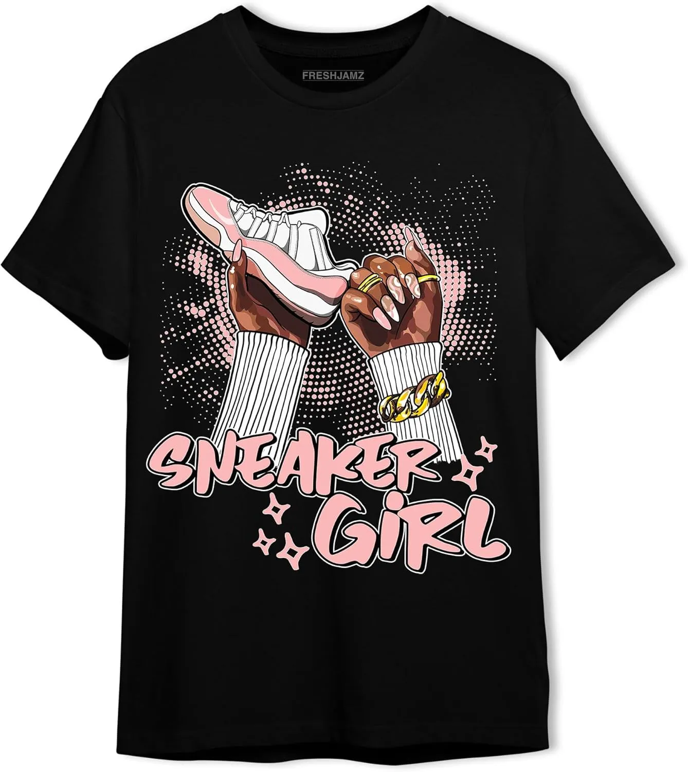 Sneaker Girl Nail Unisex Matching 11s Low Legend Pink Graphic T-Shirt for Men Women, Black, White