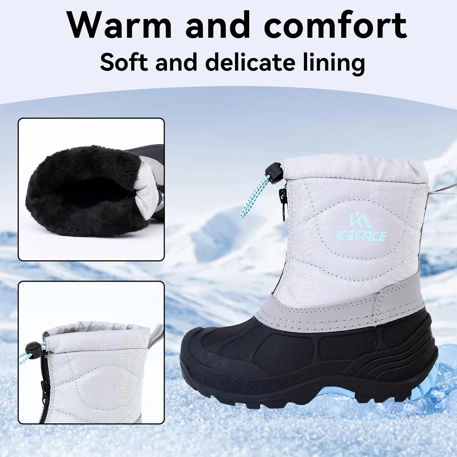 Snow Boots for Kids Waterproof Durable and Slip Resistant Winter Snow Boots for Boys and Girls with Insulated Fleece Lining, Perfect for Snowy Adventures. Ideal Snow Boots toddler to Keep Feet Warm and Dry