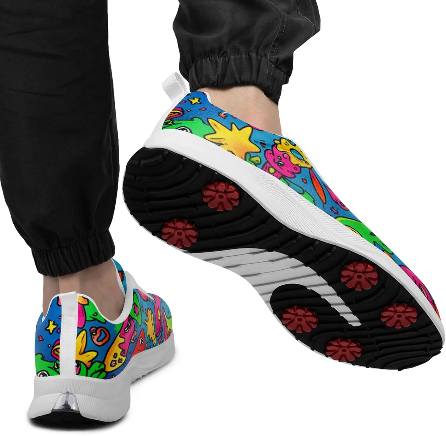 Spikeless Golf Shoes for Men, Artistic Design Women's Breathable Golf Sneakers with Heel Ventilation Sport Trainers