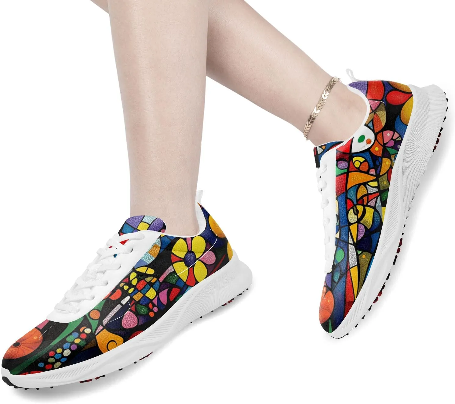 Spikeless Golf Shoes for Men, Artistic Design Women's Breathable Golf Sneakers with Heel Ventilation Sport Trainers