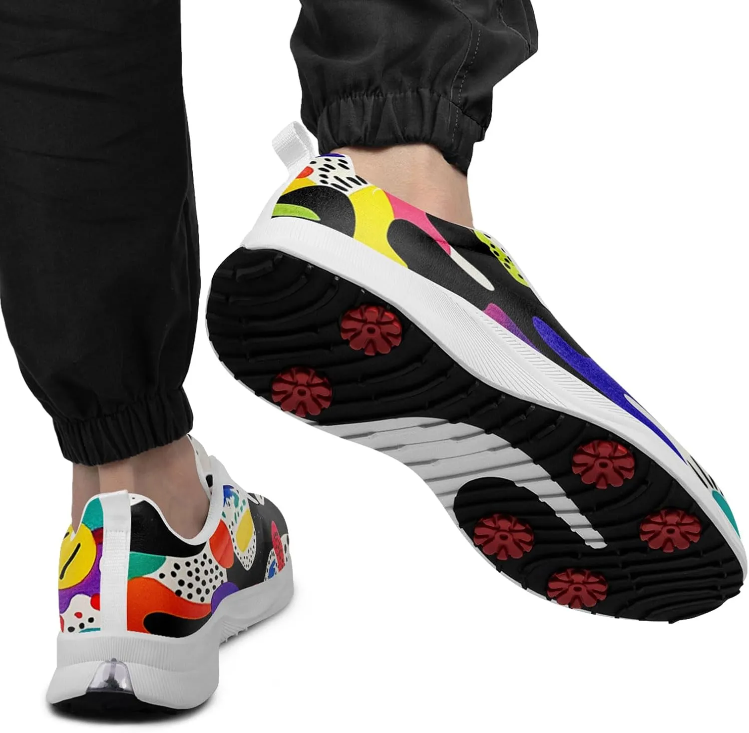 Spikeless Golf Shoes for Men, Artistic Design Women's Breathable Golf Sneakers with Heel Ventilation Sport Trainers