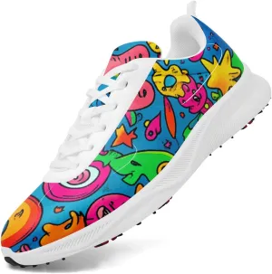 Spikeless Golf Shoes for Men, Artistic Design Women's Breathable Golf Sneakers with Heel Ventilation Sport Trainers