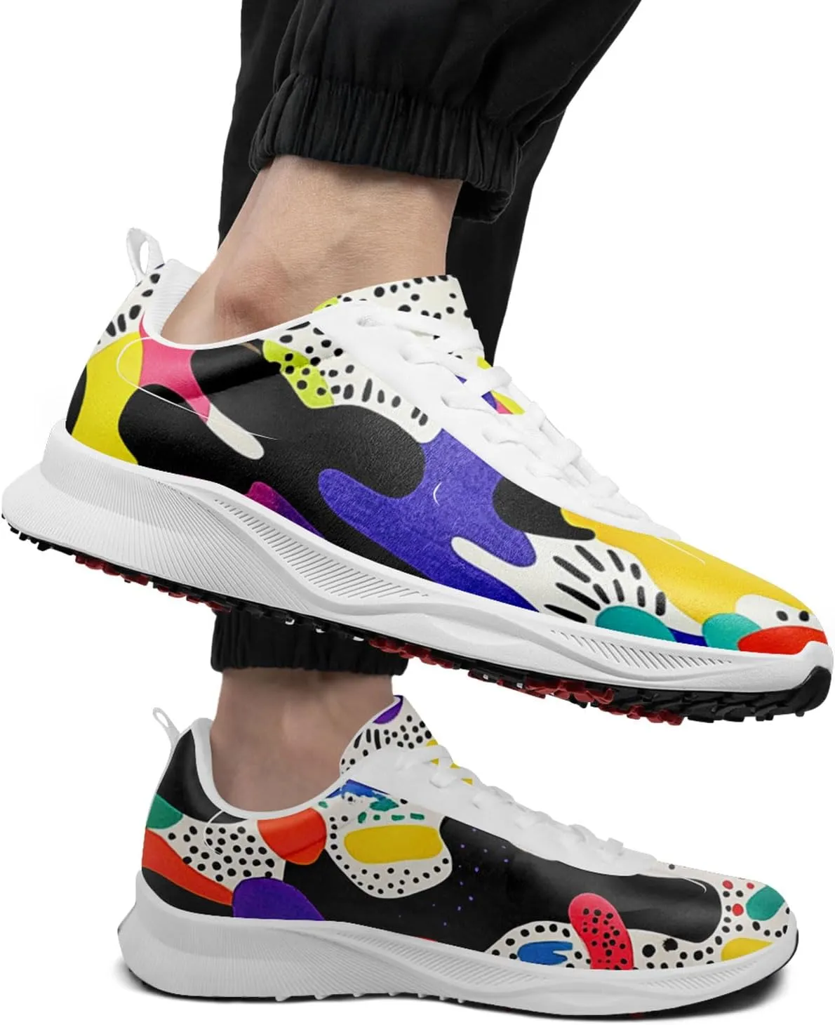 Spikeless Golf Shoes for Men, Artistic Design Women's Breathable Golf Sneakers with Heel Ventilation Sport Trainers