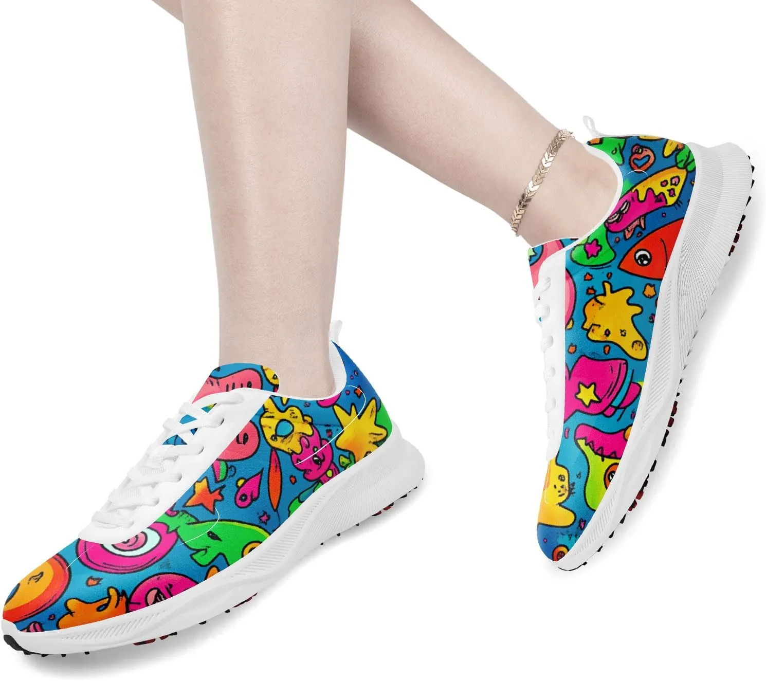 Spikeless Golf Shoes for Men, Artistic Design Women's Breathable Golf Sneakers with Heel Ventilation Sport Trainers