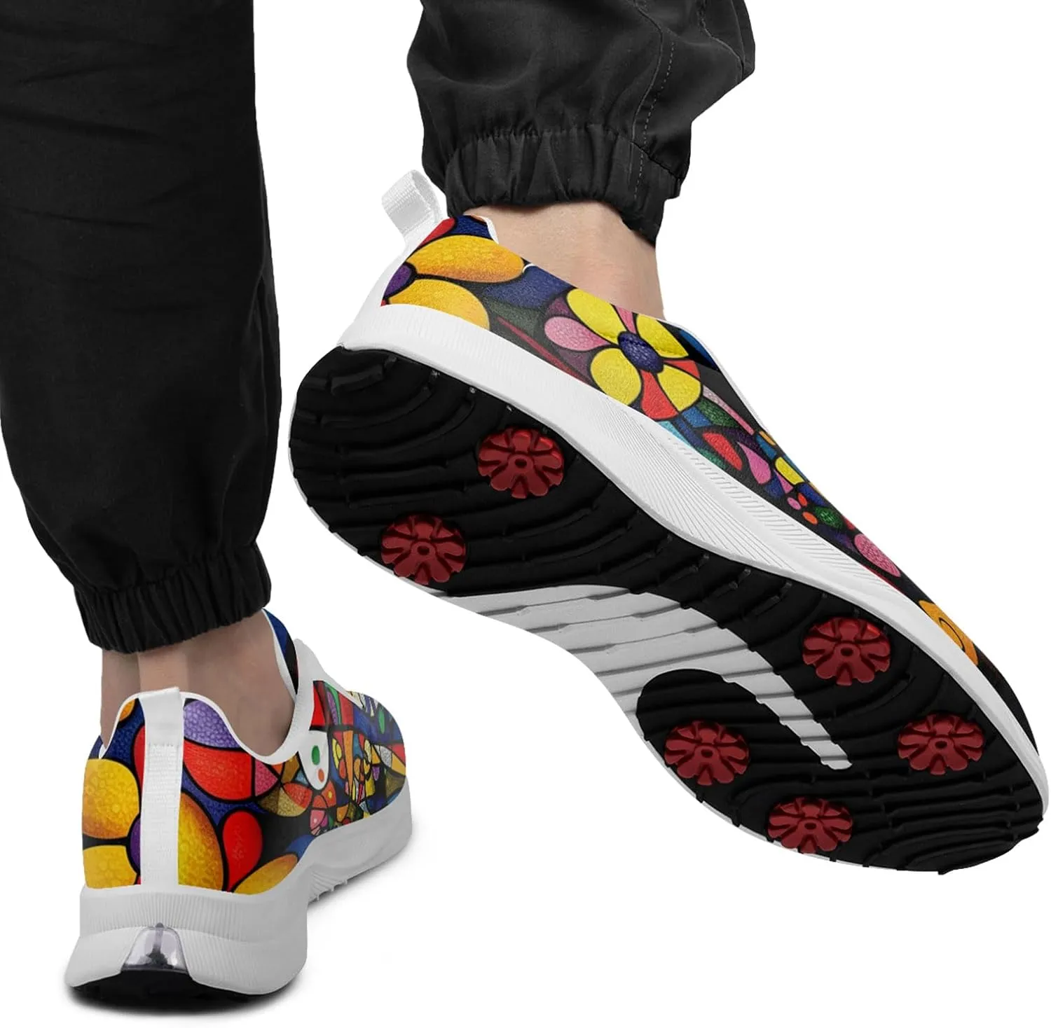 Spikeless Golf Shoes for Men, Artistic Design Women's Breathable Golf Sneakers with Heel Ventilation Sport Trainers