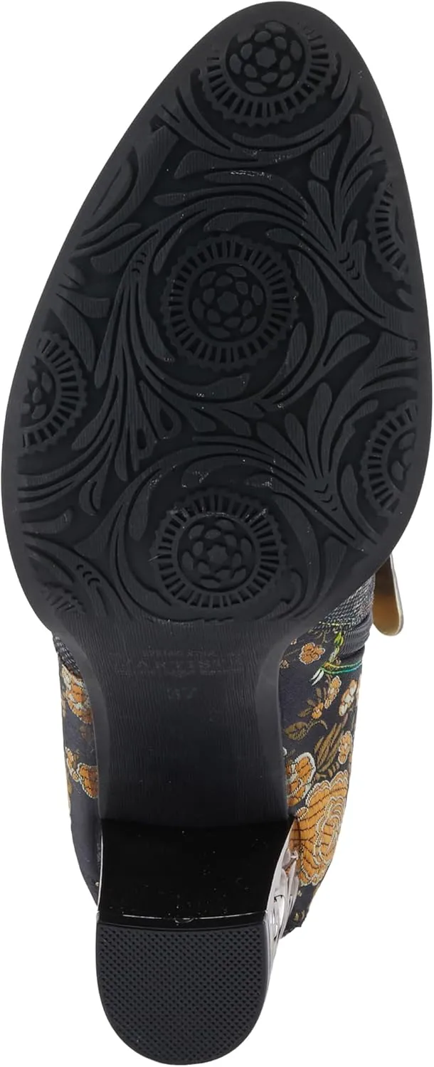 Spring Step L'Artiste Monet Women's Floral Embroidered Bootie - Artful Elegance, Decorative Accents, Artistic Ankle Boots