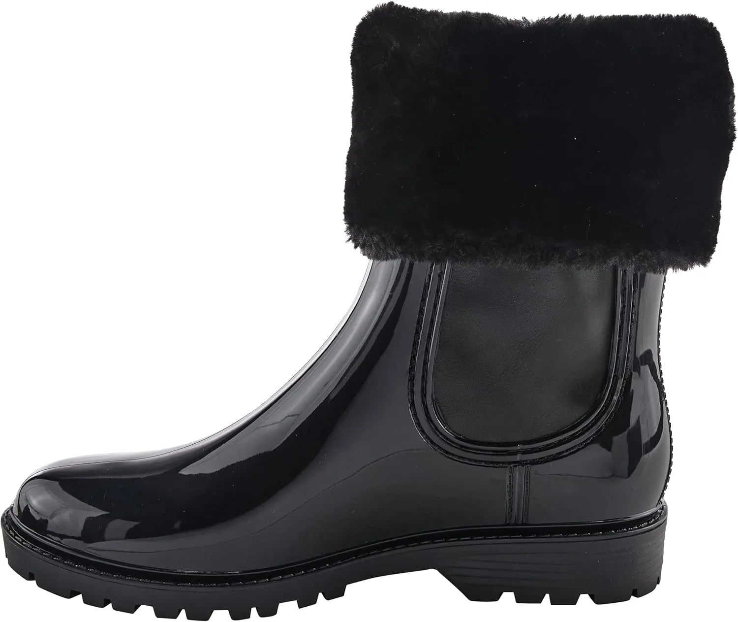 Spring Step Wellies Rain Boots for Women - Waterproof Boots with Faux Fur Collar - Western Ankle Boots for Women with Zipper Closure