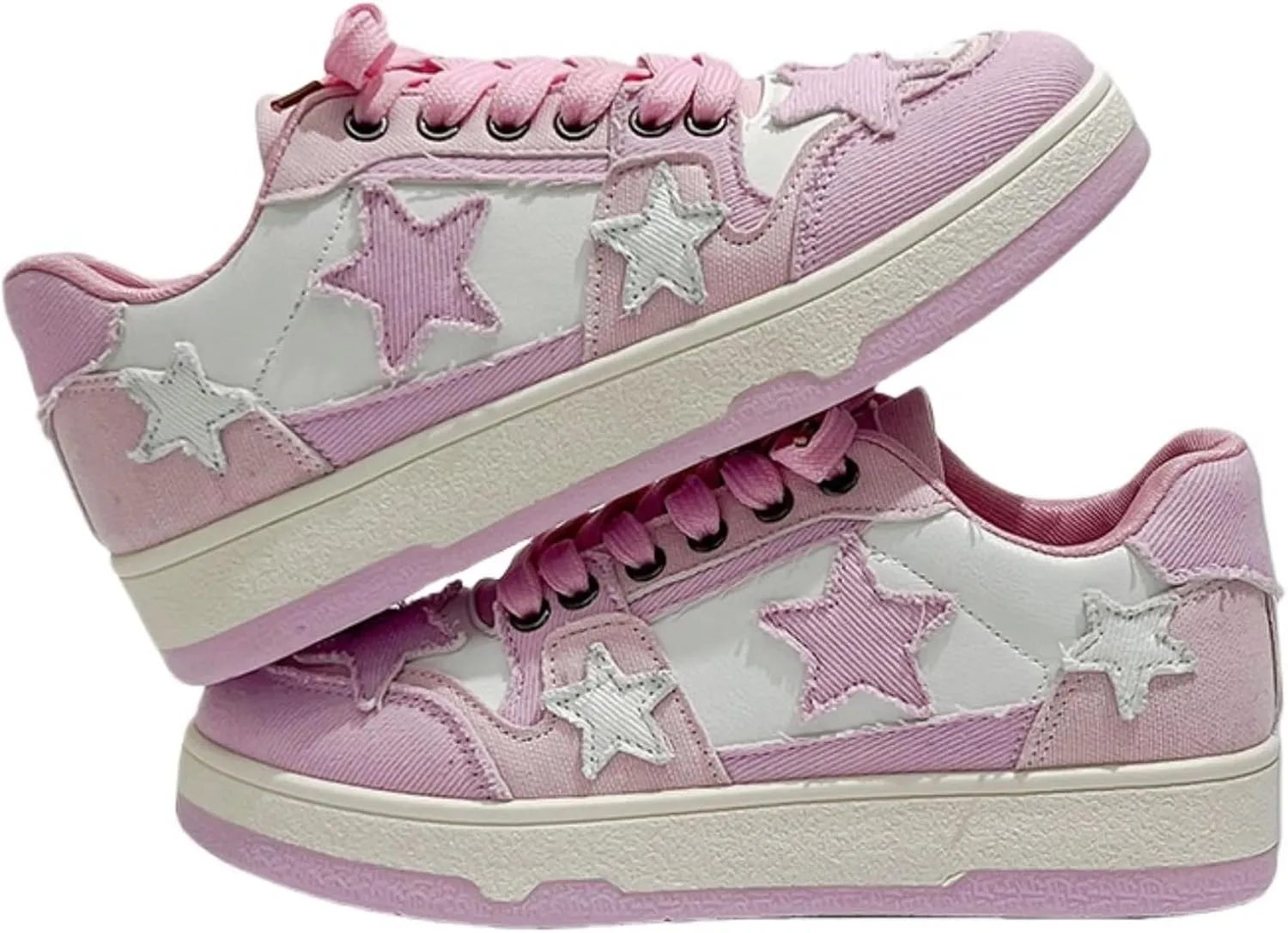 Star Shoes Walking Sneakers for Women Cute Sneakers Round Toe Y2K Aesthetic Cute Shoes Anti-Slip Comfort Pink/Black/Blue