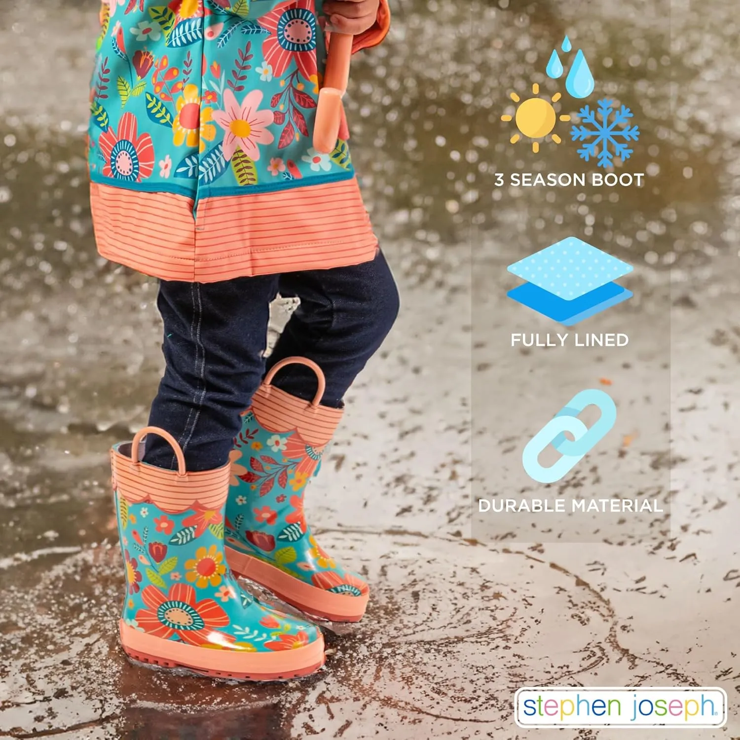 Stephen Joseph Girls All Over Print Rain Boots