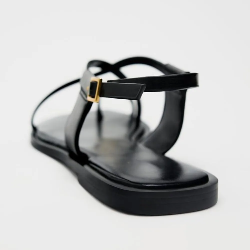 Strappy Flat Sandals for Women Open Square Toe Silver Ball Flip Flop Sandal with Ankle Buckle Summer Beach Gladiator Shoes