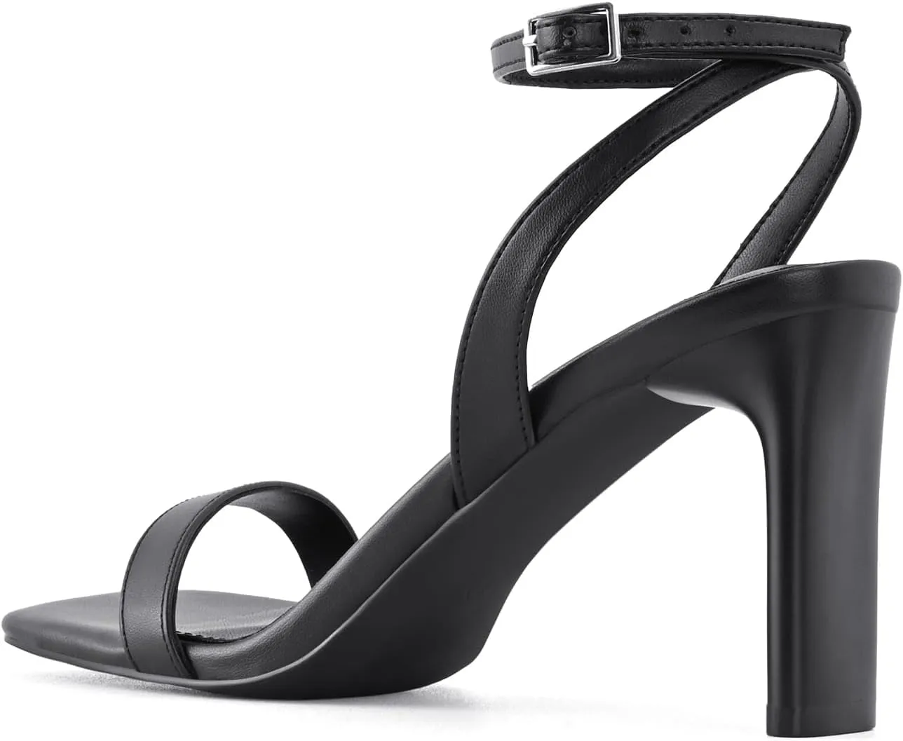 Strappy Heels for Women Block Chunky High Heels Square Toe Ankle Buckle Sandals