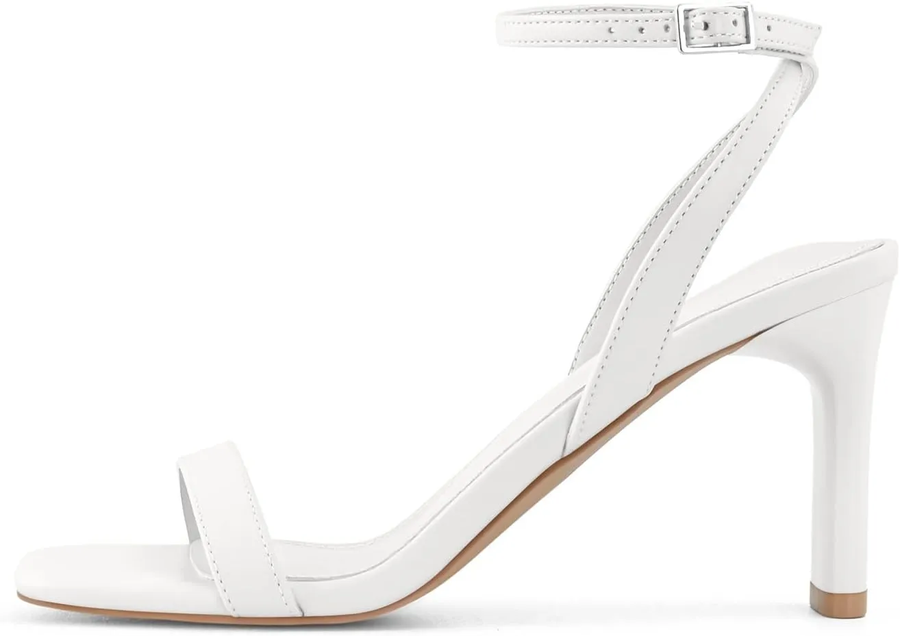 Strappy Heels for Women Block Chunky High Heels Square Toe Ankle Buckle Sandals