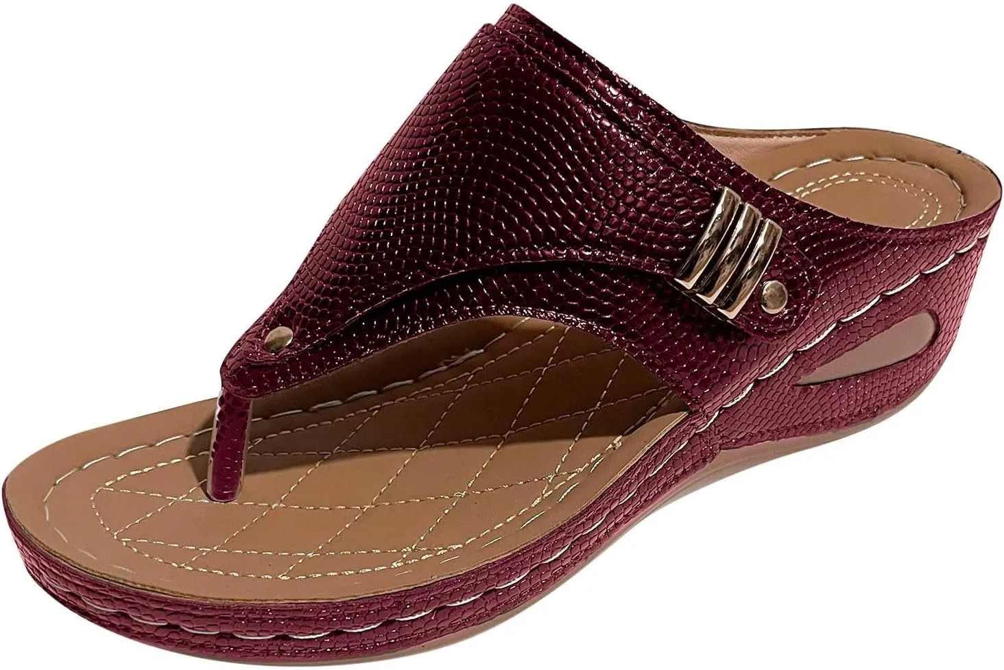 SuanlaTDS Wedge Sandals for Women Orthopedic Flip Flops with Arch Support 2025 Summer Dressy Platform Slip On Slides Open Toe Comfortable Outdoor Walking Thong Slide Sandal Low Heels Slippers