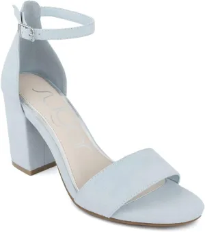 Sugar Women's Machelene Two Piece Block Heel Dress Shoe Ladies Ankle Strap Pump Sandal Blue Micro 6.5