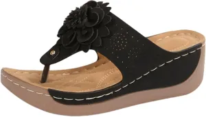 Summer Flip Flops for Women Comfort Cut-Out Vamp Open Toe Wedge Slide Sandals Breathable Slip On Orthopedic Sandals Casual Lightweight Flip Flops with Arch Support