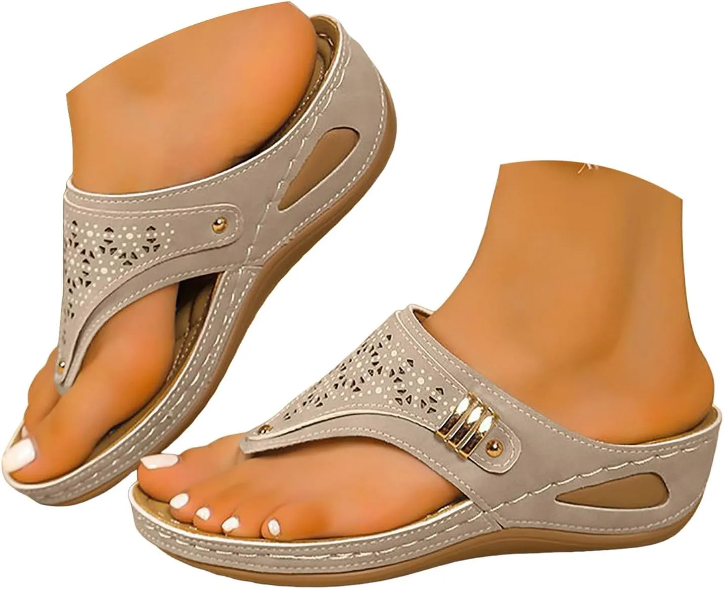 Summer Sandals for Women 2025 Trendy Flat Open Toe Platform Sandals Casual Arch Support Wedge Flip Flops Slip on Slippers for Office Espadrilles Orthopedic Comfortable Sandals