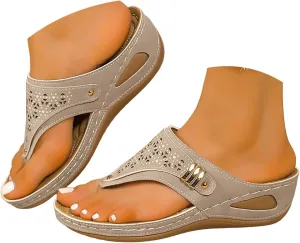 Summer Sandals for Women 2025 Trendy Flat Open Toe Platform Sandals Casual Arch Support Wedge Flip Flops Slip on Slippers for Office Espadrilles Orthopedic Comfortable Sandals