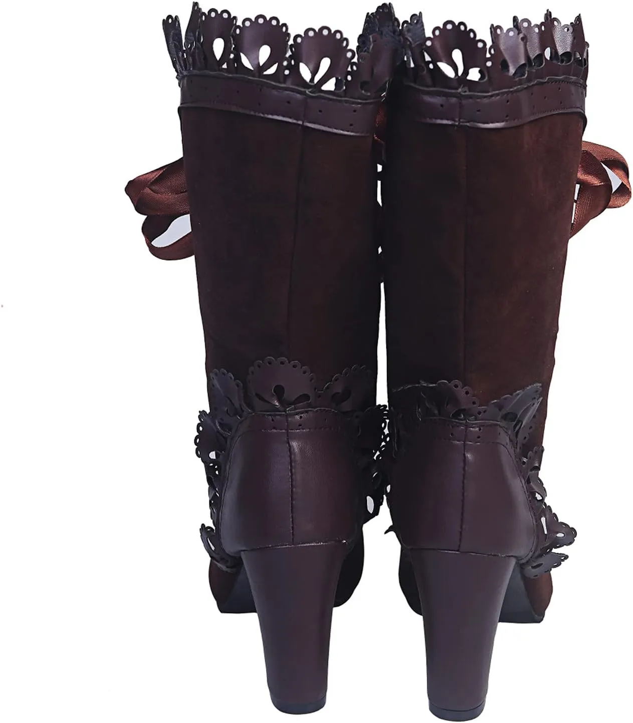 Summer Sandals For Women Velvet Leather Lace Trim Strappy Lolita Autumn Winter Ankle Boots High Block Chunky Heel