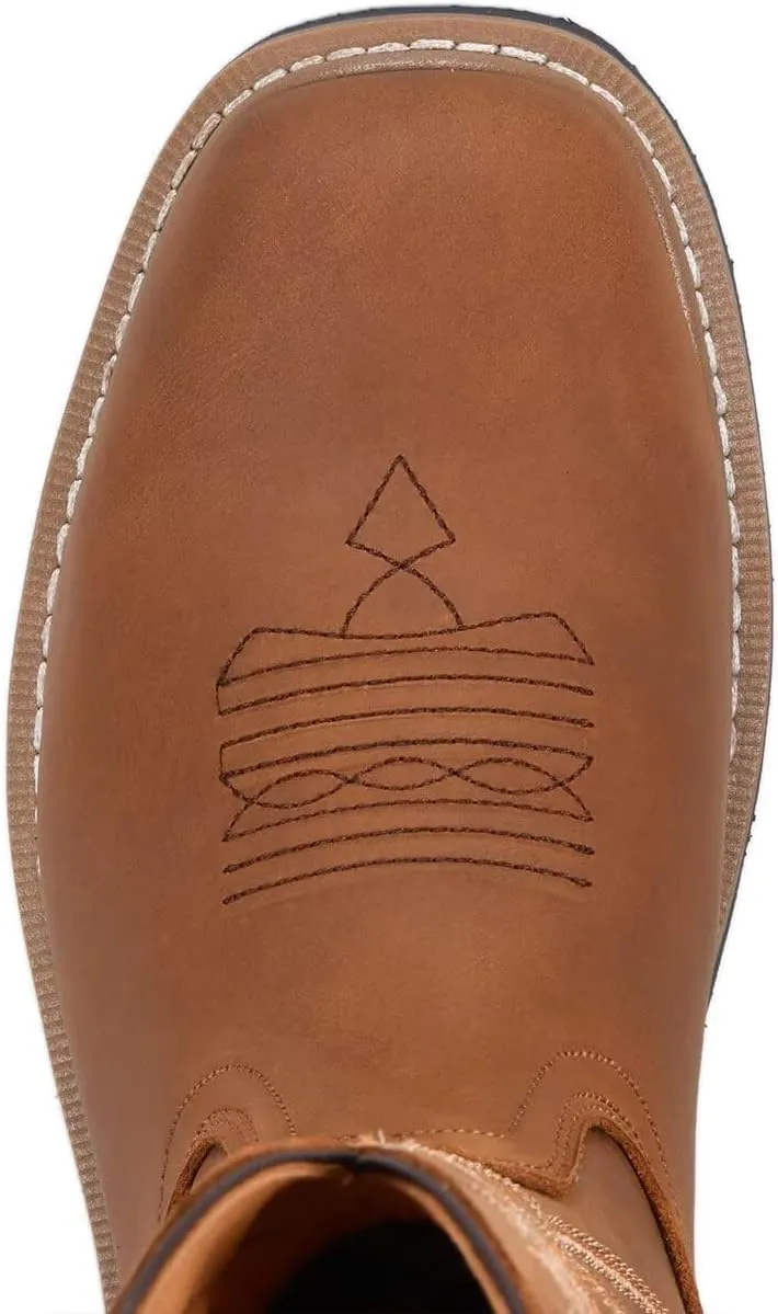 SUREWAY Men's Western Cowboy Boots-Soft Toe,Waterproof Square Toe Work Boots for Men,Comfortable & Durable,Oil/Slip Resistant,Thicker Leather,Rubber Sole,Work Shoes With Embroidered