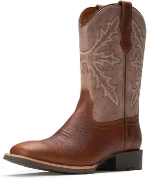 SUREWAY Western Boots For Men - Mens Square Toe Cowboy Boot,Oil/Slip Resistant,Durable Fashionable Classic Pull on 10 Inch Boots Mid Calf Wellington Boots