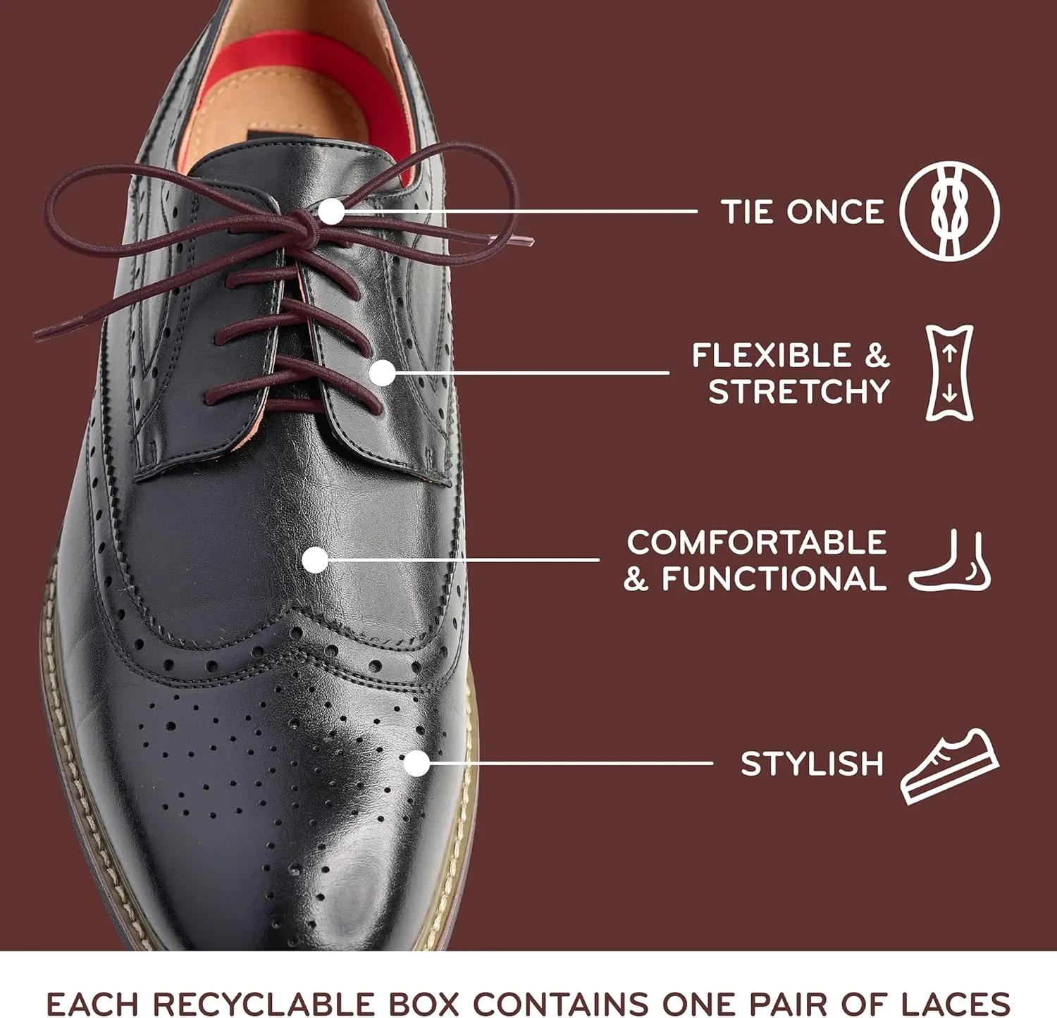 THE ORIGINAL STRETCHLACE Round Dress Shoe Laces | Elastic Laces to Turn Dress Shoes Into Slip-Ons