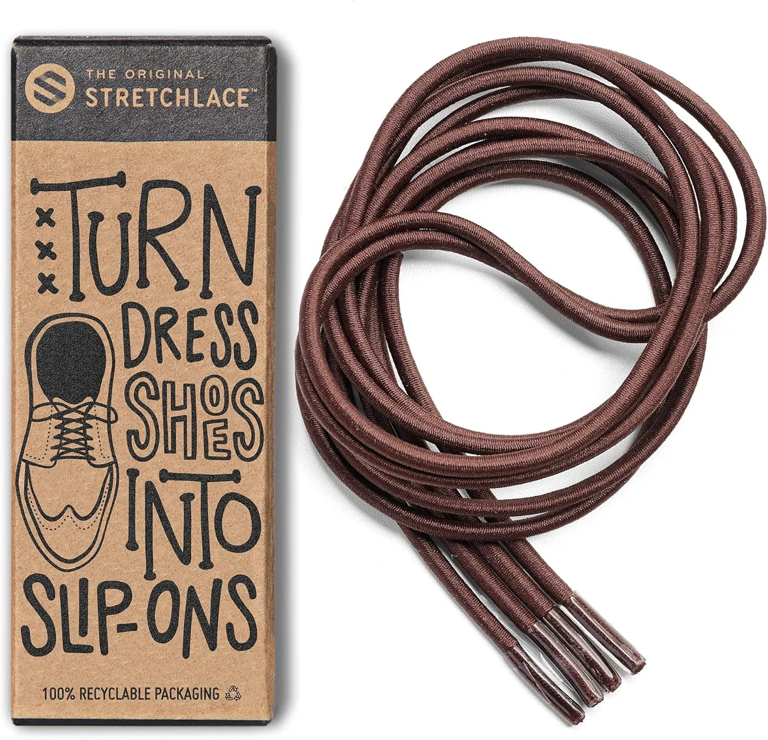 THE ORIGINAL STRETCHLACE Round Dress Shoe Laces | Elastic Laces to Turn Dress Shoes Into Slip-Ons