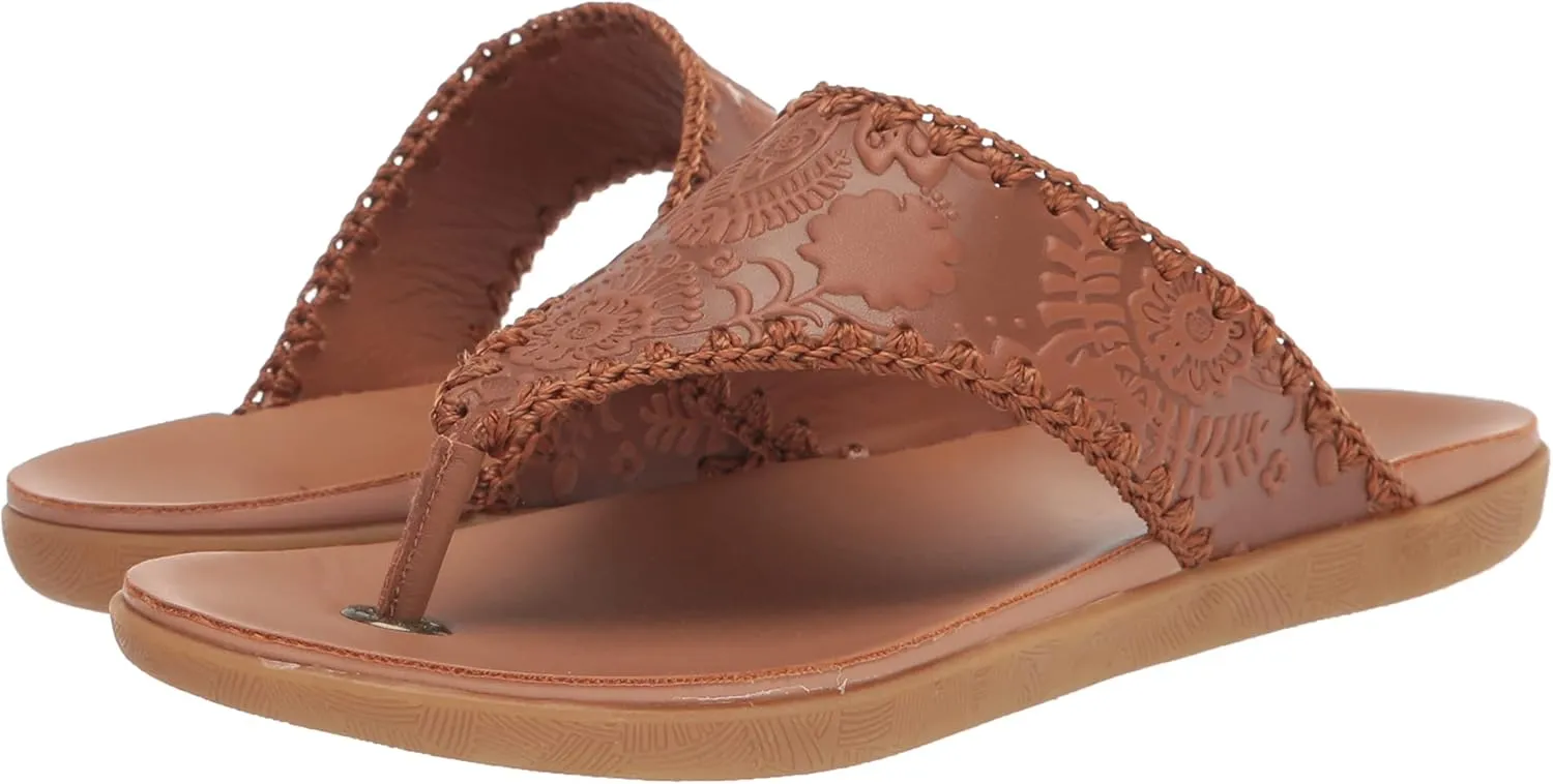 The Sak Women's Leather Shana Thong Crochet, Flip Flop Sandals, Summer Open Toe Shoes