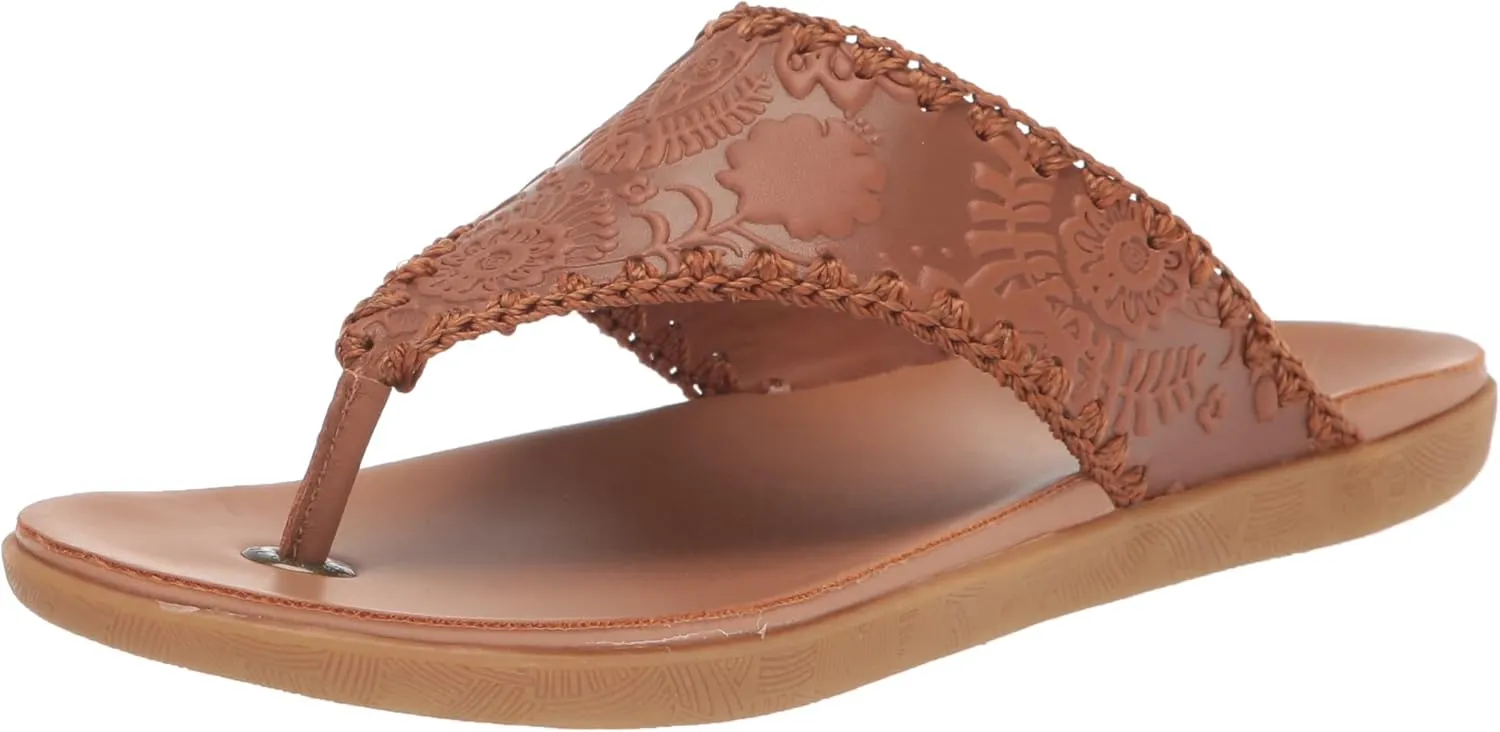 The Sak Women's Leather Shana Thong Crochet, Flip Flop Sandals, Summer Open Toe Shoes