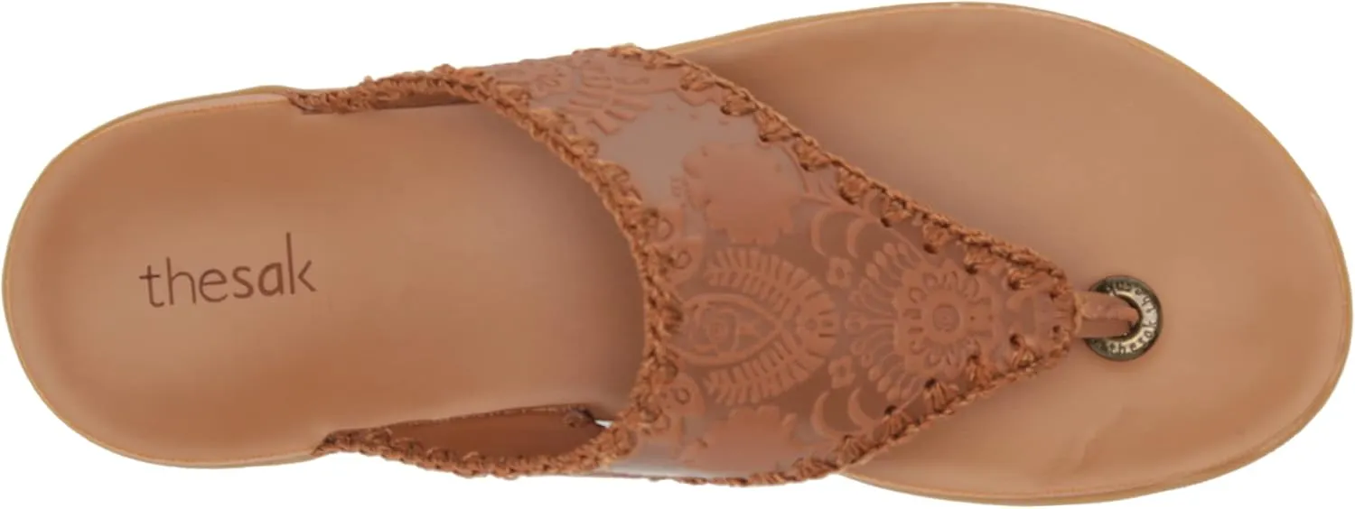 The Sak Women's Leather Shana Thong Crochet, Flip Flop Sandals, Summer Open Toe Shoes