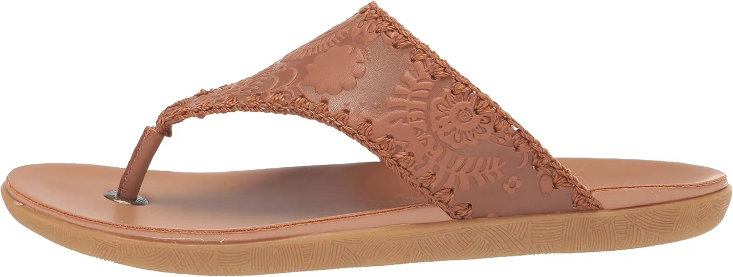 The Sak Women's Leather Shana Thong Crochet, Flip Flop Sandals, Summer Open Toe Shoes