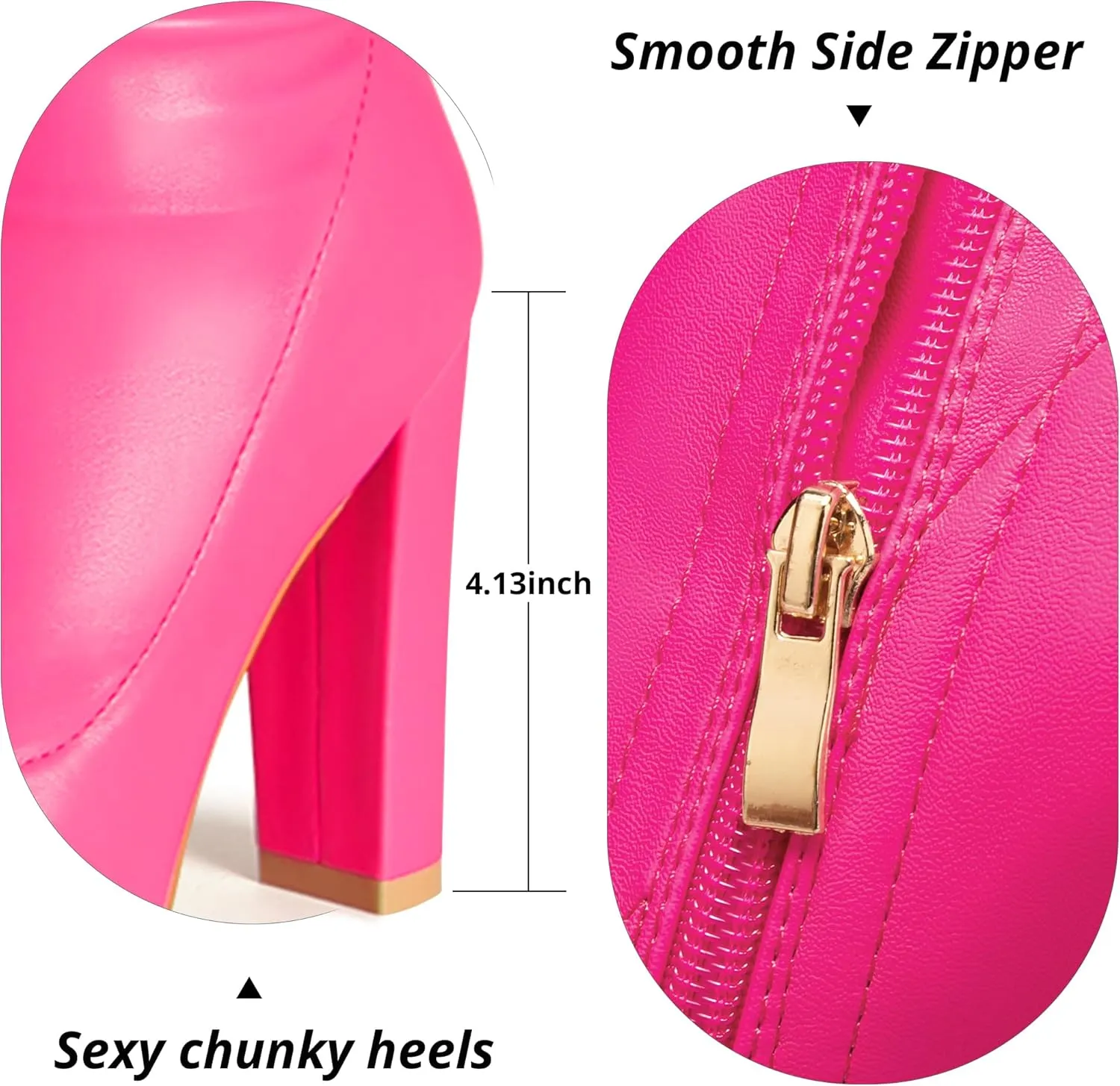 Thigh High Boots Women Chunky Heels Over The Knee Boots Pointed Toe Block Heeled Stretch Sexy High Heel Knee High Boots Side Zipper Long Boots