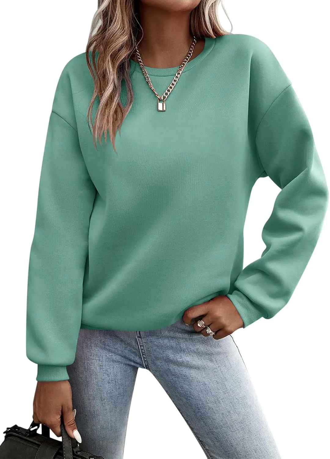 TICTICMIMI Women's Long Sleeve Tops Casual Color Block/Solid Cute Crewneck Sweatshirts Pullover Fall Shirts