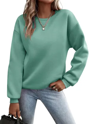 TICTICMIMI Women's Long Sleeve Tops Casual Color Block/Solid Cute Crewneck Sweatshirts Pullover Fall Shirts