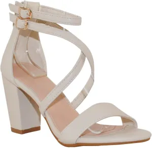 TRENDSUP Women's Open Toe Ankle Strap High Chunky Heel Sandals